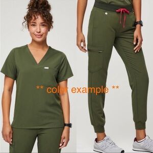 Figs Dark Olive Green Scrub Set